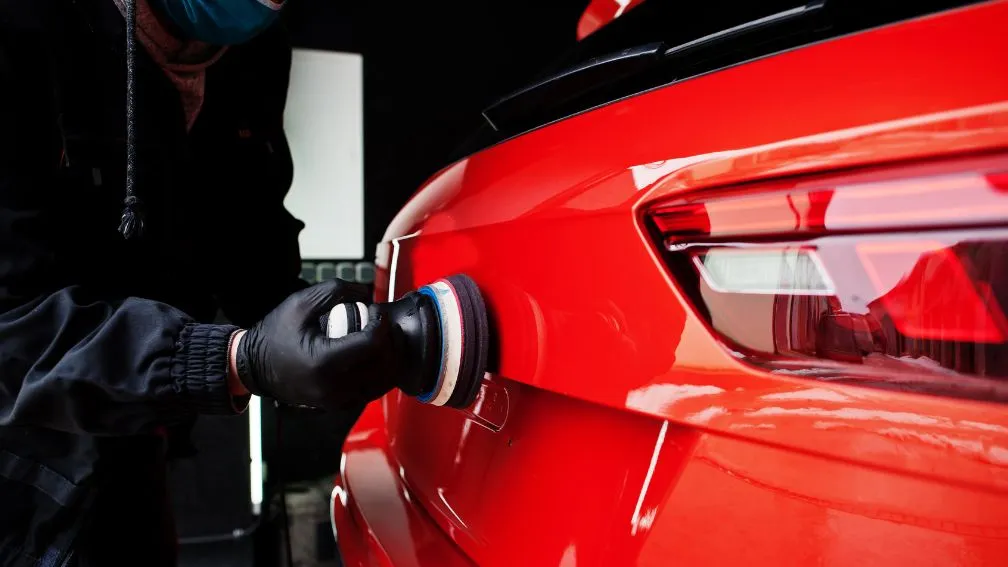 Luxury car being prepared for washing